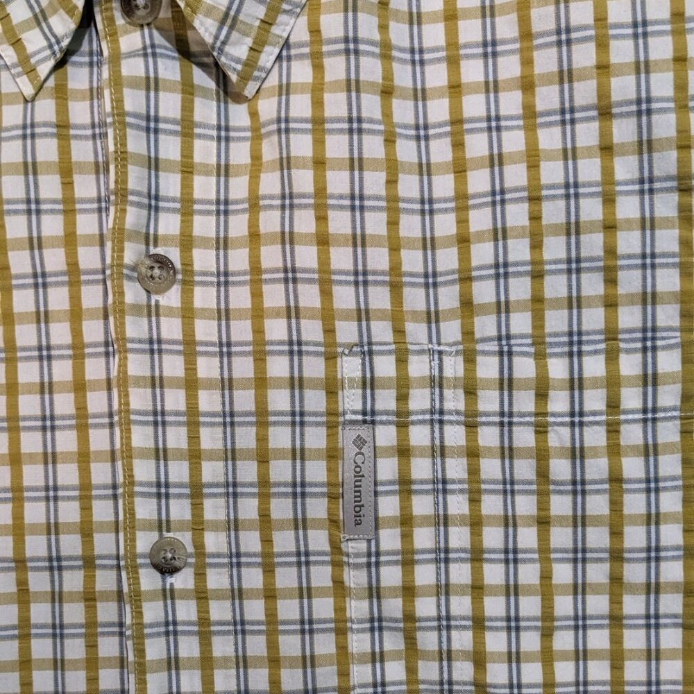 Columbia Sportswear Gold & Blue Plaid Shirt Size L Preowned - Picture 3 of 4